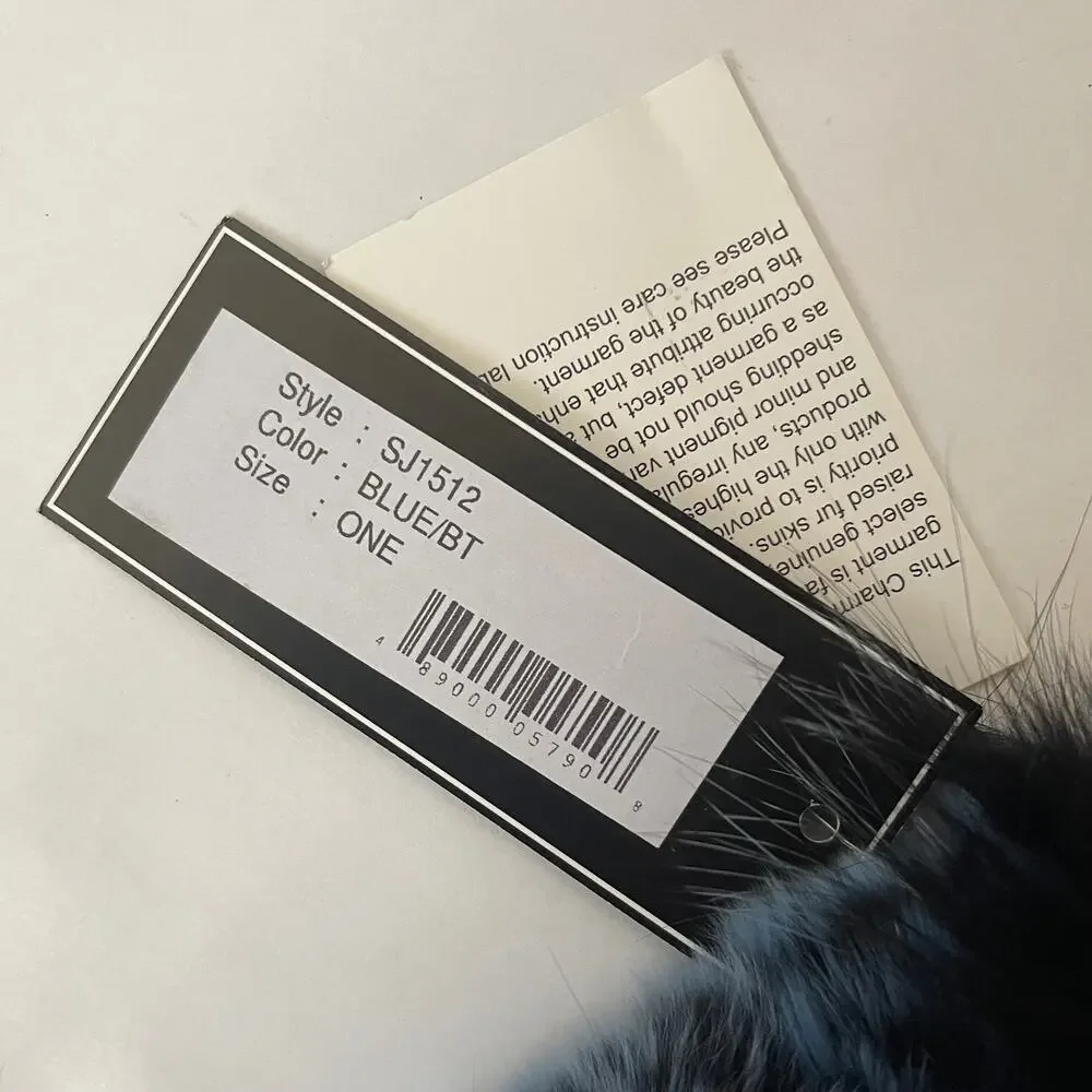 NWT Charm Furs x Diana Rosh 100% Genuine Fur Infinity Scarf - Blue & Black - Picture 3 of 3